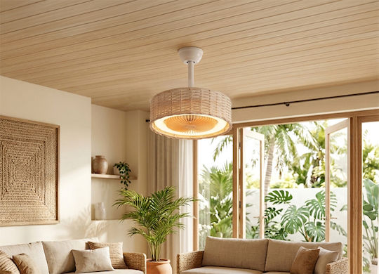Redled Bambi Ceiling Fan 29cm With Light Fixture Beige Brown
