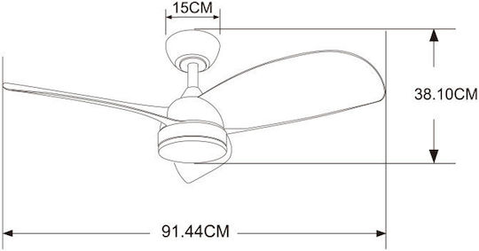 Primo PRCF-80659 Ceiling Fan 91.44cm With Light Fixture Orange / Multicolor