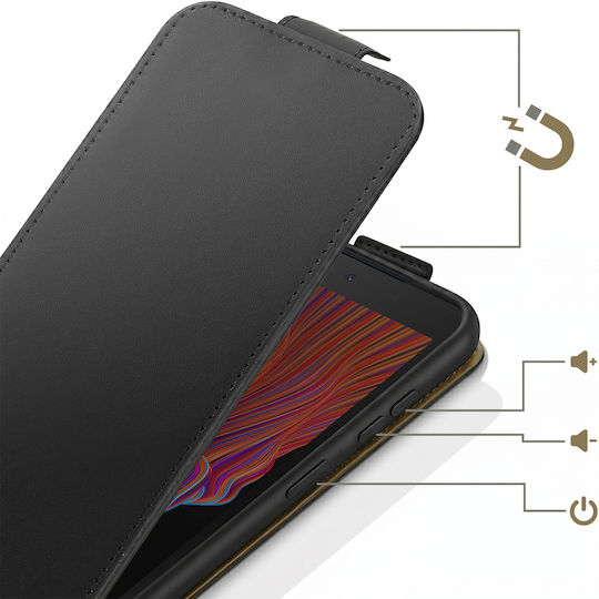 Avizar Вертикален Магнитен Флип Калъф Galaxy XCover 5 С Държач За Карти Черен