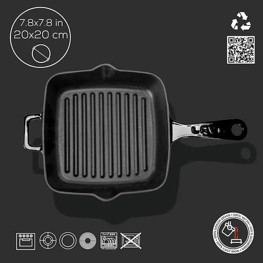 Lava Grill Pan Cast Iron with Enamel Coating 19.5cm