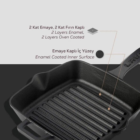 Lava Grill Pan Cast Iron with Enamel Coating 19.5cm