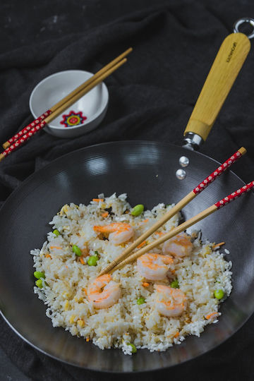Kitchen Craft Double Wok from Carbon Steel with Non-Stick Coating 30cm