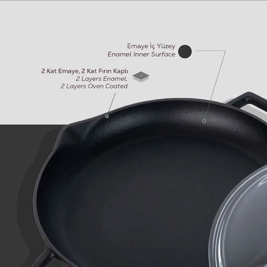 Lava Glaze Σωτέζα από Μαντέμι με Καπάκι με Εμαγιέ Επίστρωση 26cm