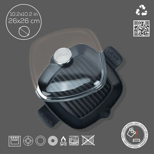 Lava Lava Gusseisen Grill mit Deckel mit Emaille Innenbeschichtung 26cm