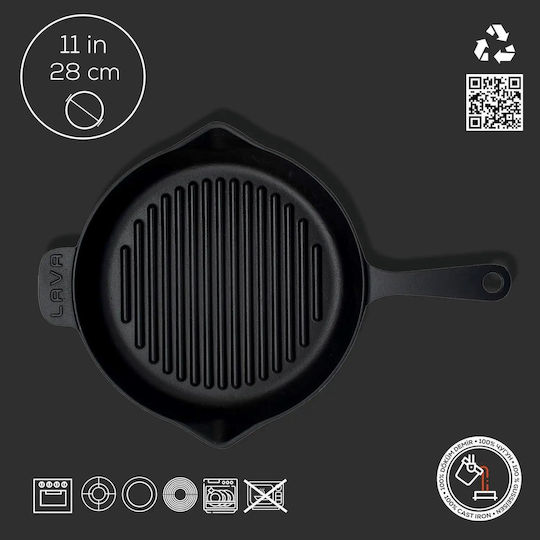 Lava Grill Pan Cast Iron with Enamel Coating 28cm