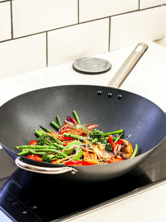 Kitchen Craft Wok aus Kohlenstoffstahl mit Antihaftbeschichtung 35,5cm