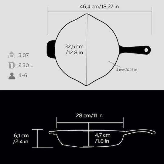 Lava Cast Iron Pan with Enamel Coating 28cm