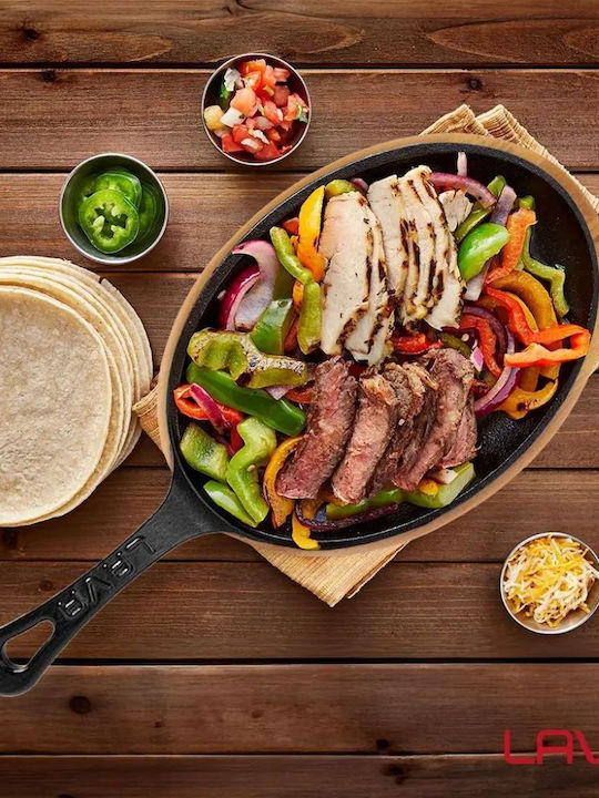 Lava Fajita Pan of Cast Iron with No Coating 23.6cm