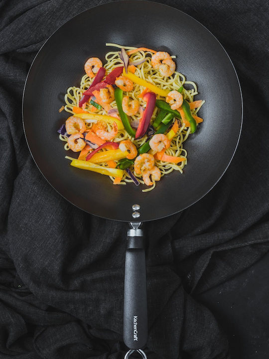 Kitchen Craft Wok aus Kohlenstoffstahl mit Antihaftbeschichtung 30cm