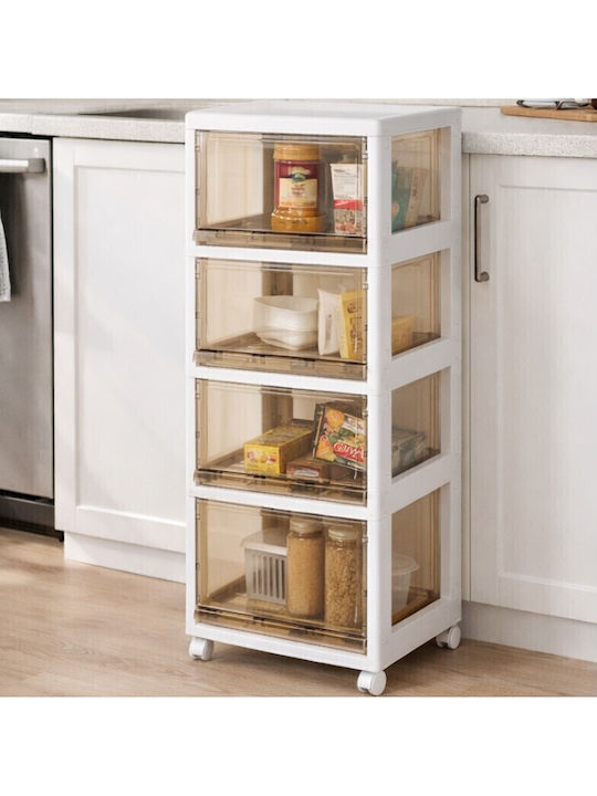 Vesta Plastic Drawer Unit 4 Tiers White 46x42x103cm