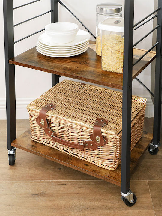Vasagle Metallic Kitchen Trolley 3 Tiers Brown 60x40x89cm