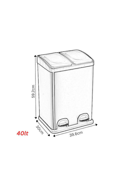 Vesta Vesta Recycling Mülleimer aus Inox mit Pedal Silber 40l