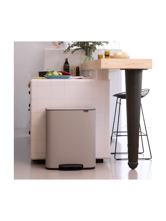 Brabantia Bo Pedal Κάδος Απορριμμάτων Πλαστικός με Πεντάλ Γκρι 30cm