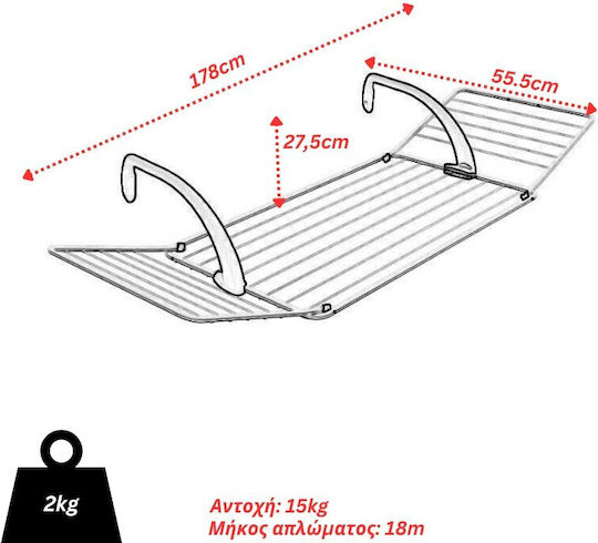 Vileda Brezza Folding Hanging Metallic Clothes Drying Rack with Hanging Length 20m