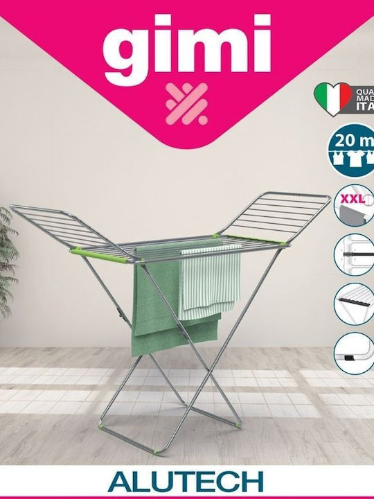 Gimi Alutech Πτυσσόμενη Απλώστρα Δαπέδου από Αλουμίνιο με Μήκος Απλώματος 20m
