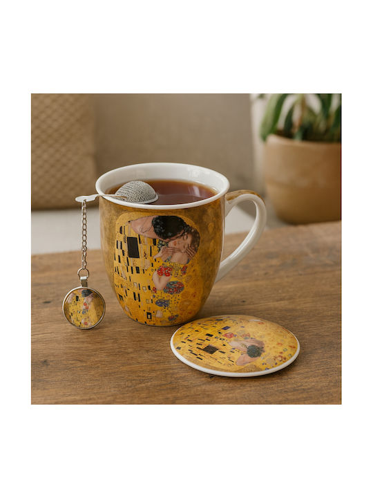 Tasse aus Porzellan mit Deckel 400ml