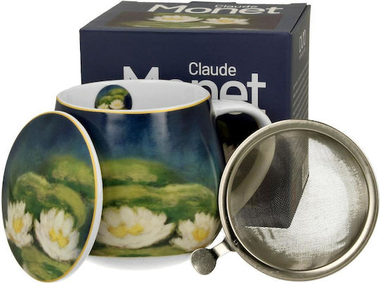 Kaffeetasse 430ml Mit Deckel Teefilter Dose Duo Monet Seerosen Kaffeetasse 430ml Mit Deckel Teefilter Dose Duo Monet Seerosen