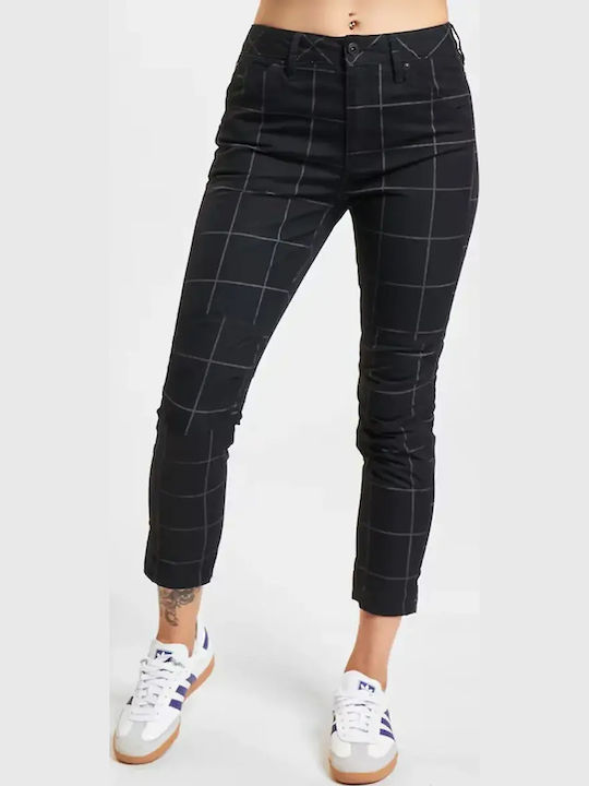 Дамски Текстилен Панталон в Boyfriend Кройка Black