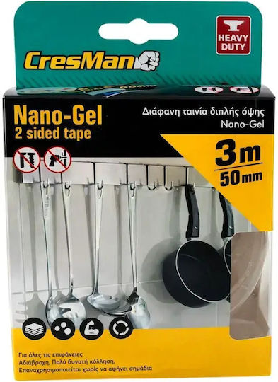 Double-Sided Nano-Gel Tape 50mmx3m Cresman