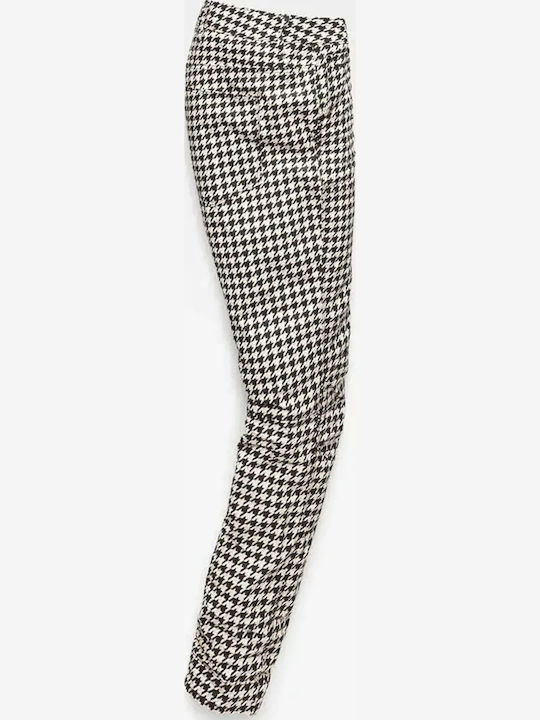 Дамски Текстилен Панталон в Boyfriend Кройка Black, White, Pink