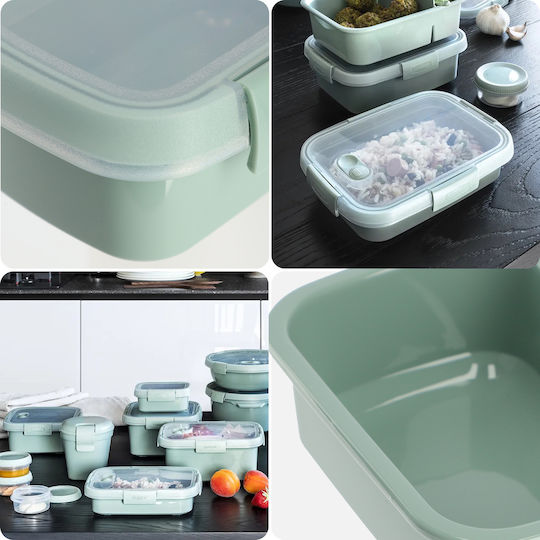 Recipient Alimentar Gustare Dreptunghiular 0.2l Smart Eco To Go 12x9x5cm Verde Deschis