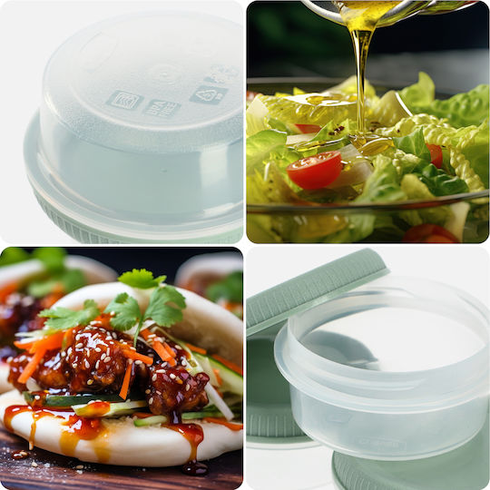 Containere pentru Alimente 3buc Cupe pentru Sos Rotunde 3x0.08l Smart Eco To Go Ø7x10cm Verde Deschis