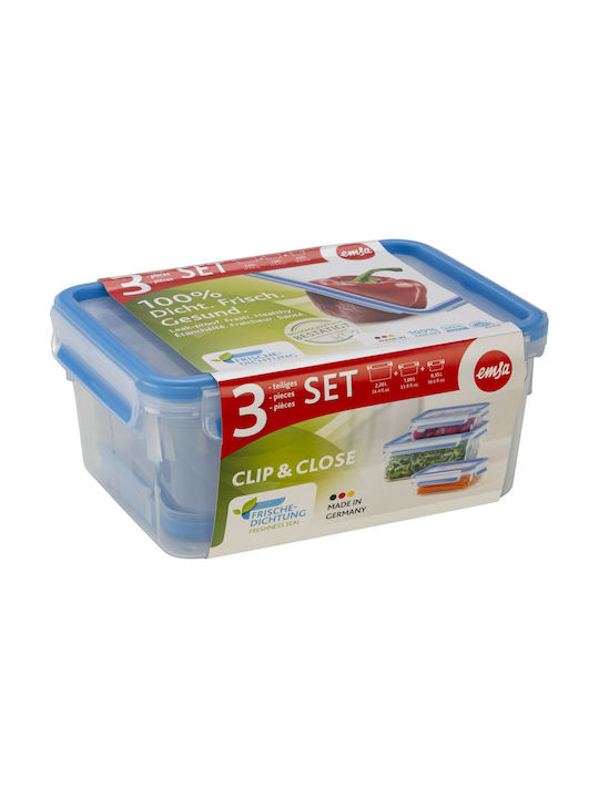 Emsa Plastic Lunch Box Clip & Close Transparent 3pcs