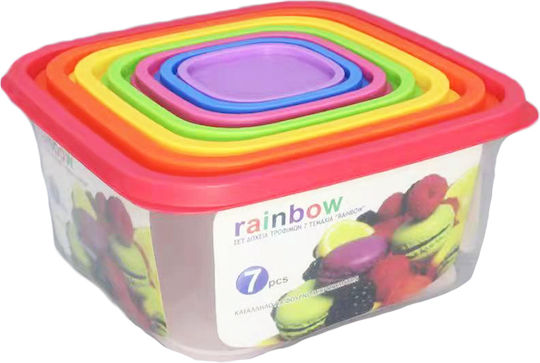 Sidirela Rainbow Set Plastic Lunch Boxes Multicolour 7 Pieces