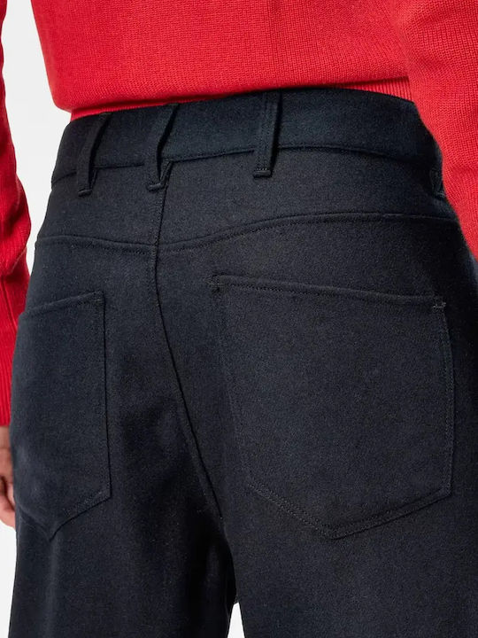 Дамски Текстилен Панталон в Boyfriend Кройка Dark Blue