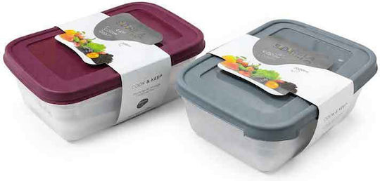 Sidirela Cook Set Plastic Lunch Boxes Grey E-4102 2 Pieces