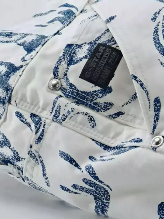 Дамски Текстилен Панталон в Boyfriend Кройка White/blue