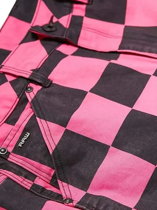Дамски Текстилен Панталон в Boyfriend Кройка Pink/black
