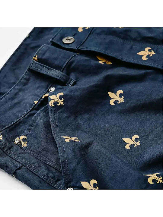 Дамски Текстилен Панталон в Boyfriend Кройка Indigo Gold