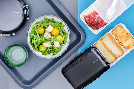 Bento Βox Кутия За Храна Пластмасова Черна С Прегради 1.15л