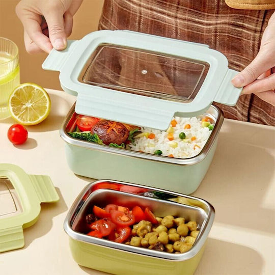 Viosarp Δοχείο Φαγητού Inox Μπεζ με Χωρίσματα 1lt