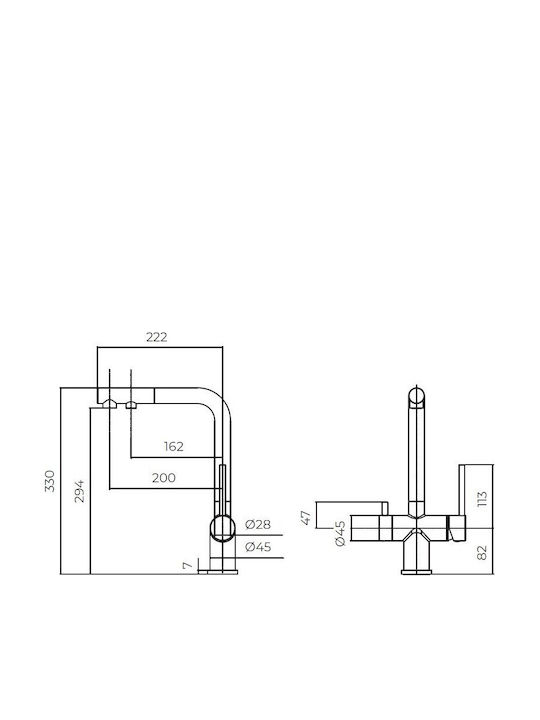Helika Akvaduo Plus Kitchen Counter Water Filtering Faucet With Inox Matt Shower