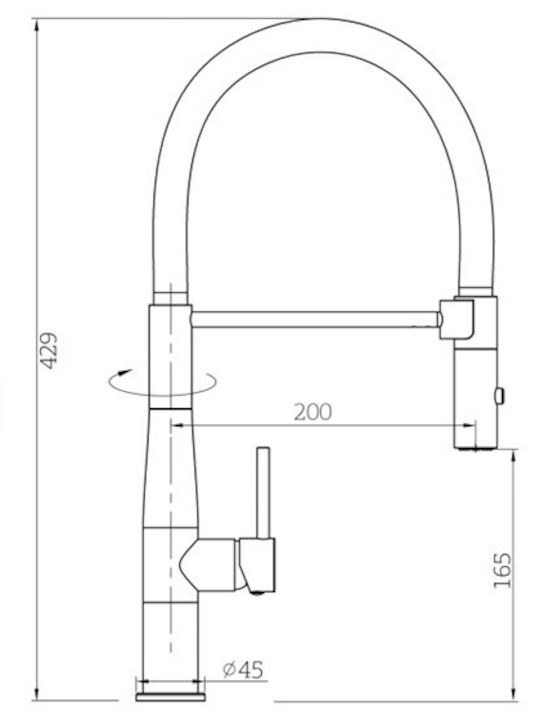 Orabella Kitchen Faucet Counter with Shower Rose Gold