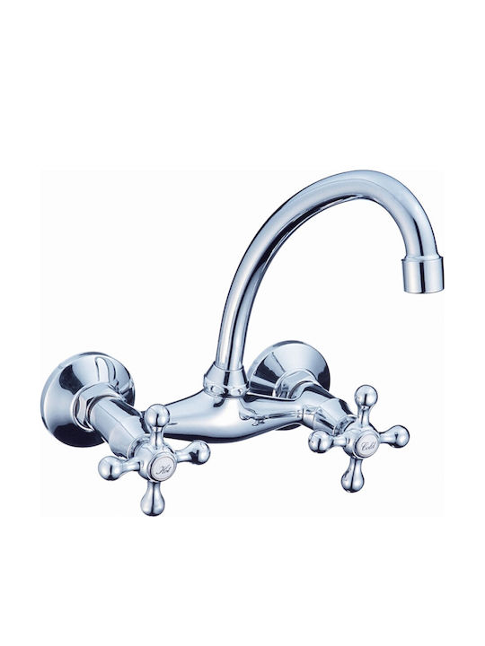 Inter Ceramic Kitchen Faucet Wall Silver