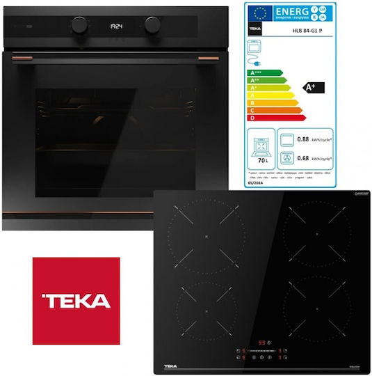 Teka HLB 84-G1 BM + IBC 64110 SSM Under Counter Oven 71l with Inductive Hobs W59.5cm Black