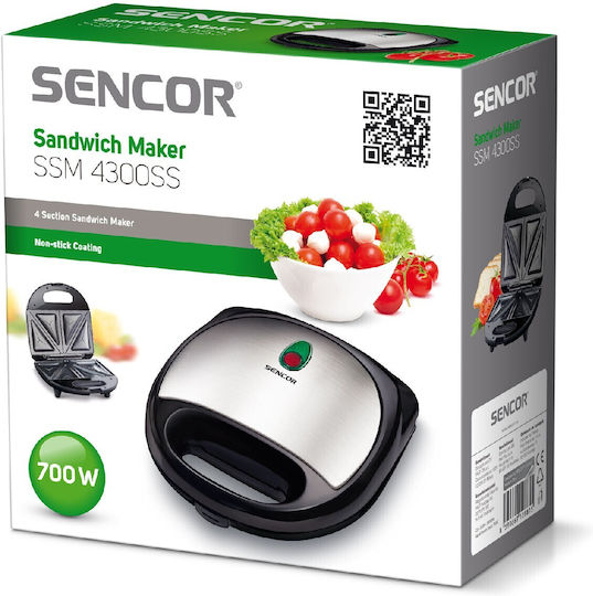Sencor Τοστιέρα για 2 Τοστ 700W Inox