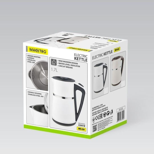 Maestro Βραστήρας 1.7lt 2200W Λευκός