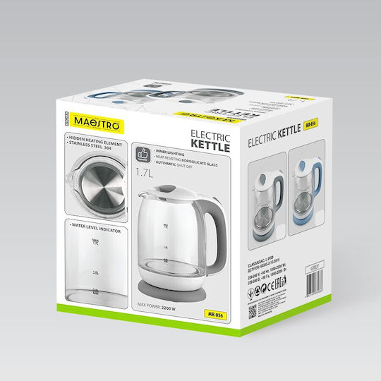Maestro -Blue Βραστήρας 1.7lt 2200W Μπλε