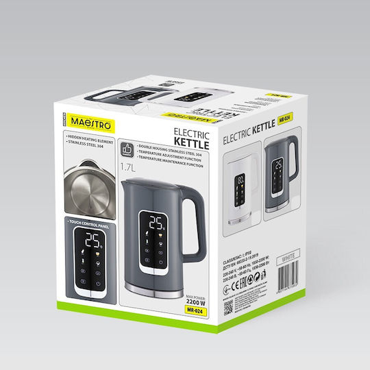 Maestro Βραστήρας 1.7lt 2200W Γκρι