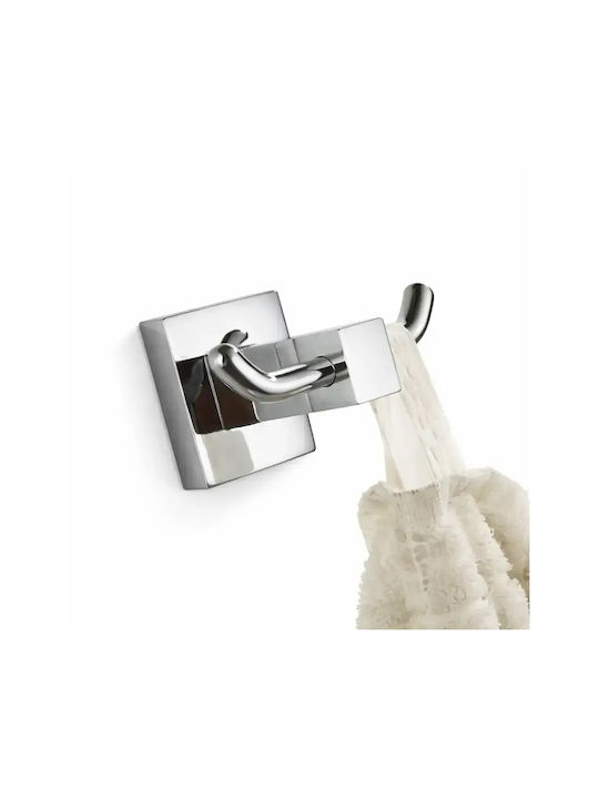 Landsh Doppelter Badezimmerhaken mit Schrauben Inox Silber