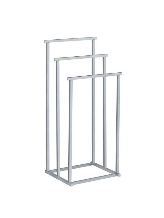 Wenko Quadro Bathroom Towel Rail Triple Wall-Mounted With Screws 38x84.5cm Silver