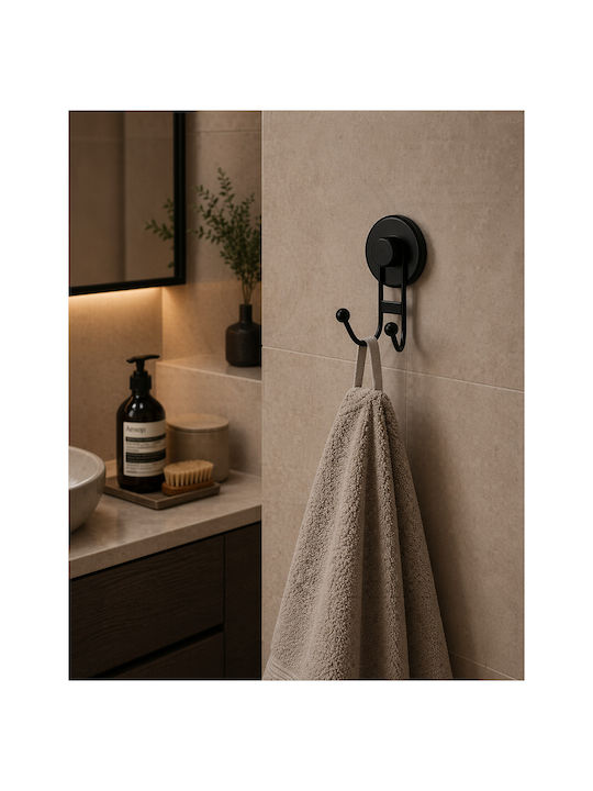 Άγκιστρο Μεταλλικό Abs Βεντούζα 10x7x16cm Black Mrshome Df-0026000
