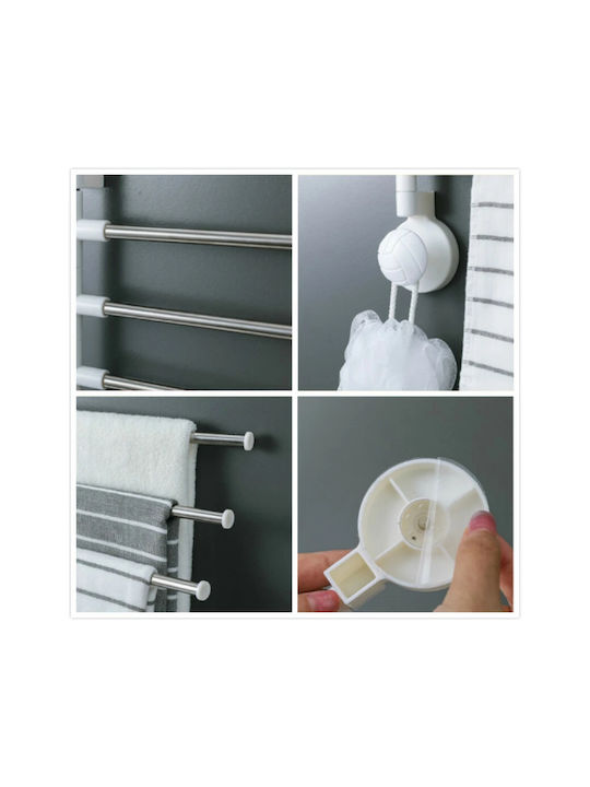 Wall-Mounted Bathroom Rail with 4 Positions Silver