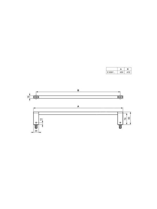 Ideal Standard Connect Single Wall-Mounted Bathroom Rail Silver