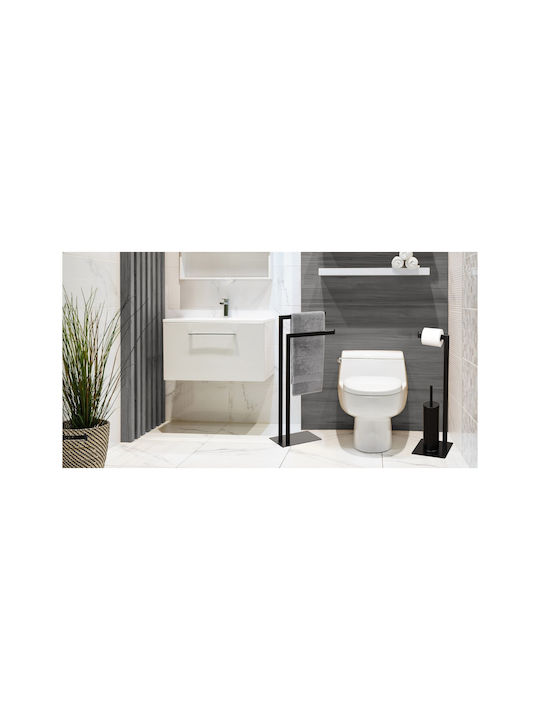 Double Wall-Mounted Bathroom Freestanding Towel Rack ​40x81cm Black
