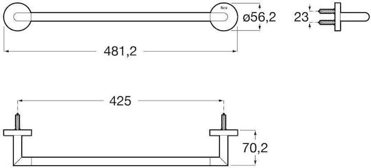 Roca Single Wall-Mounted Bathroom Rail ​45x45cm Black